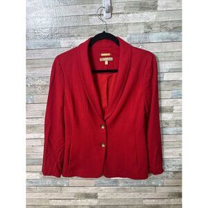 Women’s Talbots Blazer 2 Buttons Red Fabric Knit In Italy Size 10